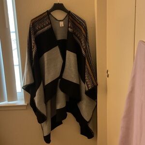 Stylish Black and Gray Women's poncho